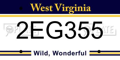2EG355 West Virginia License Plate