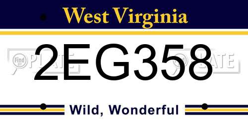 2EG358 West Virginia License Plate