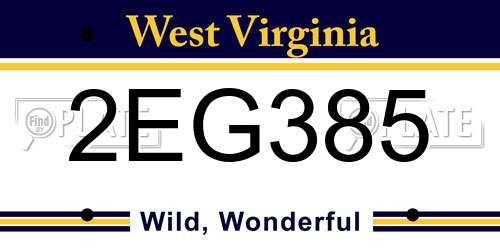 2EG385 West Virginia License Plate