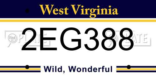 2EG388 West Virginia License Plate