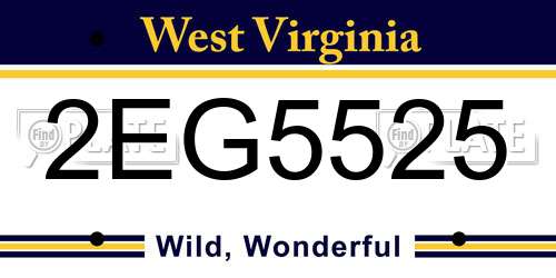 2EG5525 West Virginia License Plate