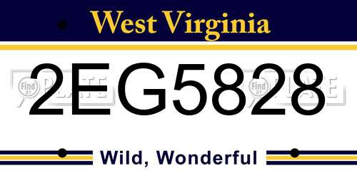 2EG5828 West Virginia License Plate