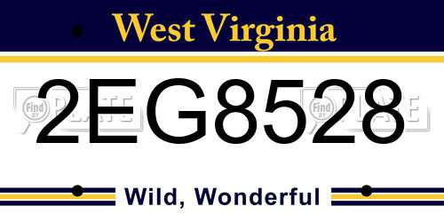 2EG8528 West Virginia License Plate