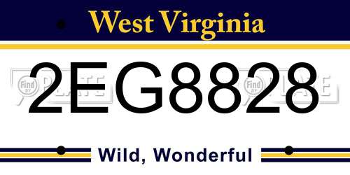 2EG8828 West Virginia License Plate