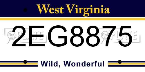 2EG8875 West Virginia License Plate