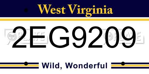 2EG9209 West Virginia License Plate