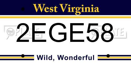 2EGE58 West Virginia License Plate