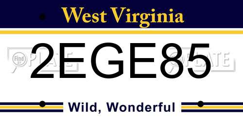 2EGE85 West Virginia License Plate