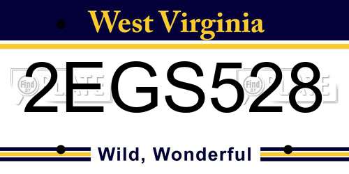 2EGS528 West Virginia License Plate