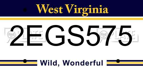 2EGS575 West Virginia License Plate