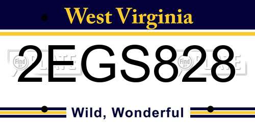 2EGS828 West Virginia License Plate