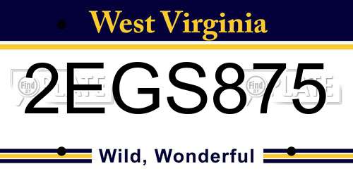 2EGS875 West Virginia License Plate