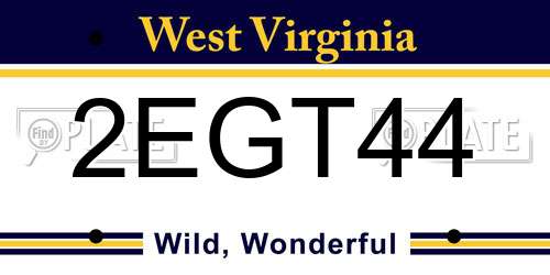 2EGT44 West Virginia License Plate