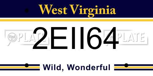 2EII64 West Virginia License Plate