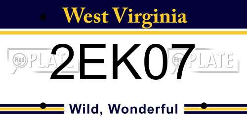 2EK07 West Virginia License Plate