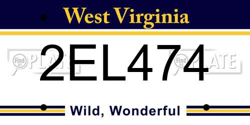 2EL474 West Virginia License Plate