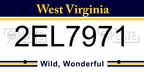 2EL7971 West Virginia License Plate