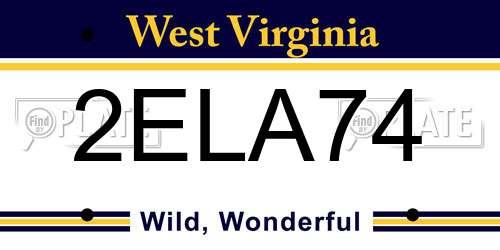 2ELA74 West Virginia License Plate
