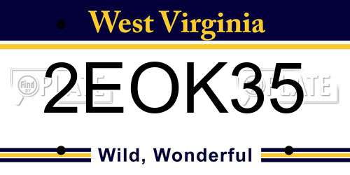 2EOK35 West Virginia License Plate