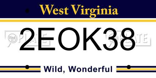2EOK38 West Virginia License Plate