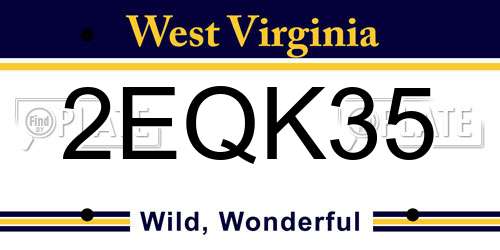 2EQK35 West Virginia License Plate