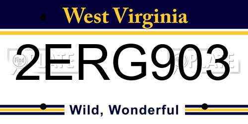 2ERG903 West Virginia License Plate