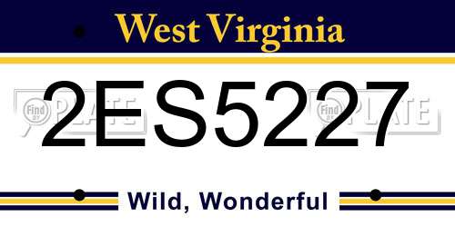 2ES5227 West Virginia License Plate