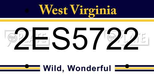 2ES5722 West Virginia License Plate