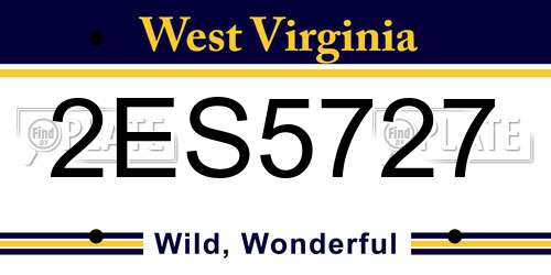 2ES5727 West Virginia License Plate