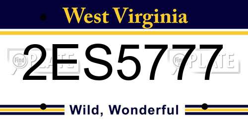 2ES5777 West Virginia License Plate