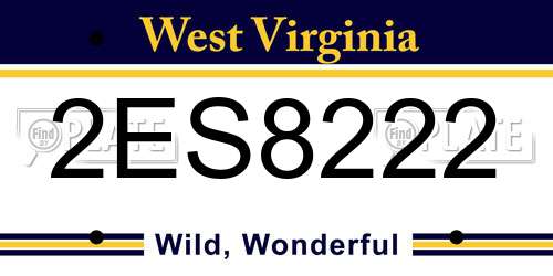 2ES8222 West Virginia License Plate