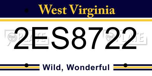 2ES8722 West Virginia License Plate