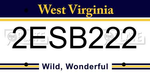 2ESB222 West Virginia License Plate