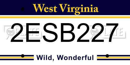 2ESB227 West Virginia License Plate