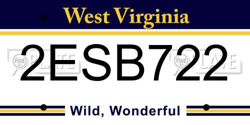 2ESB722 West Virginia License Plate