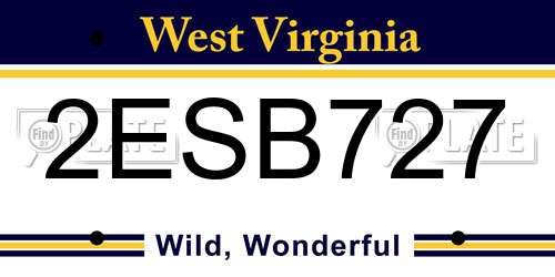 2ESB727 West Virginia License Plate