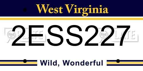 2ESS227 West Virginia License Plate