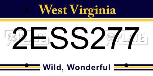 2ESS277 West Virginia License Plate