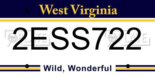 2ESS722 West Virginia License Plate