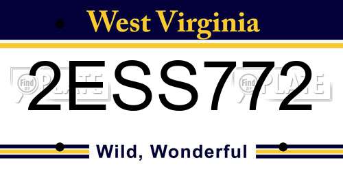 2ESS772 West Virginia License Plate