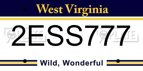 2ESS777 West Virginia License Plate