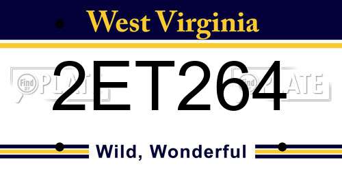 2ET264 West Virginia License Plate