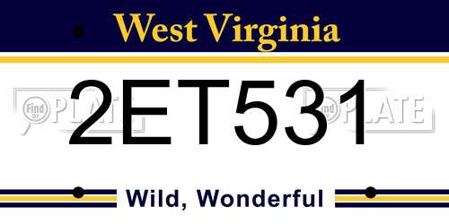 2ET531 West Virginia License Plate