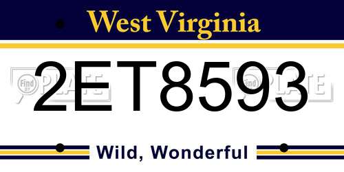 2ET8593 West Virginia License Plate