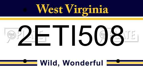 2ETI508 West Virginia License Plate