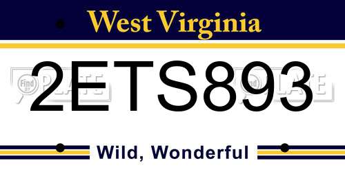 2ETS893 West Virginia License Plate