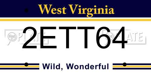2ETT64 West Virginia License Plate