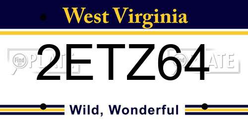 2ETZ64 West Virginia License Plate