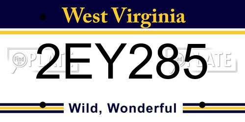 2EY285 West Virginia License Plate