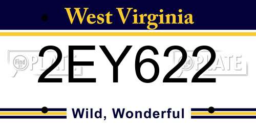 2EY622 West Virginia License Plate